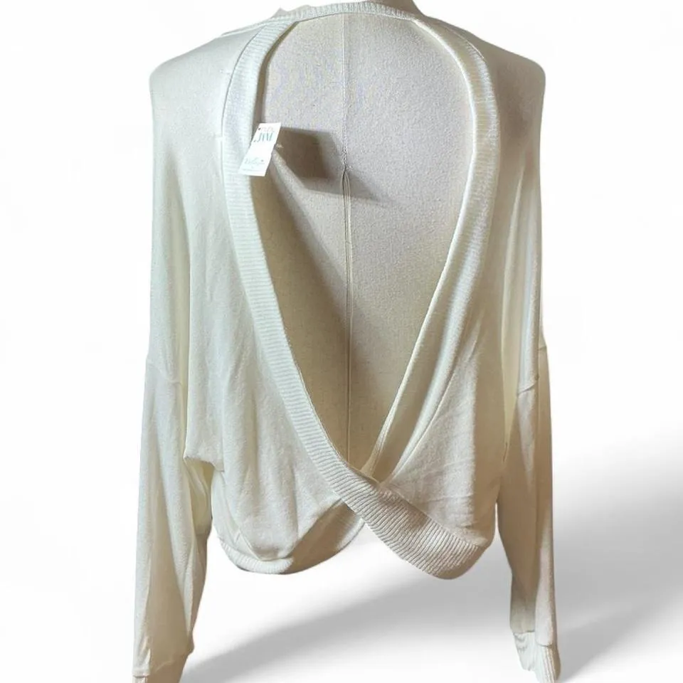 NWT PROJECT SOCIAL T Ivory Cross Back Sweater Loose Fit Dolman Sleeve Women M - Image 2
