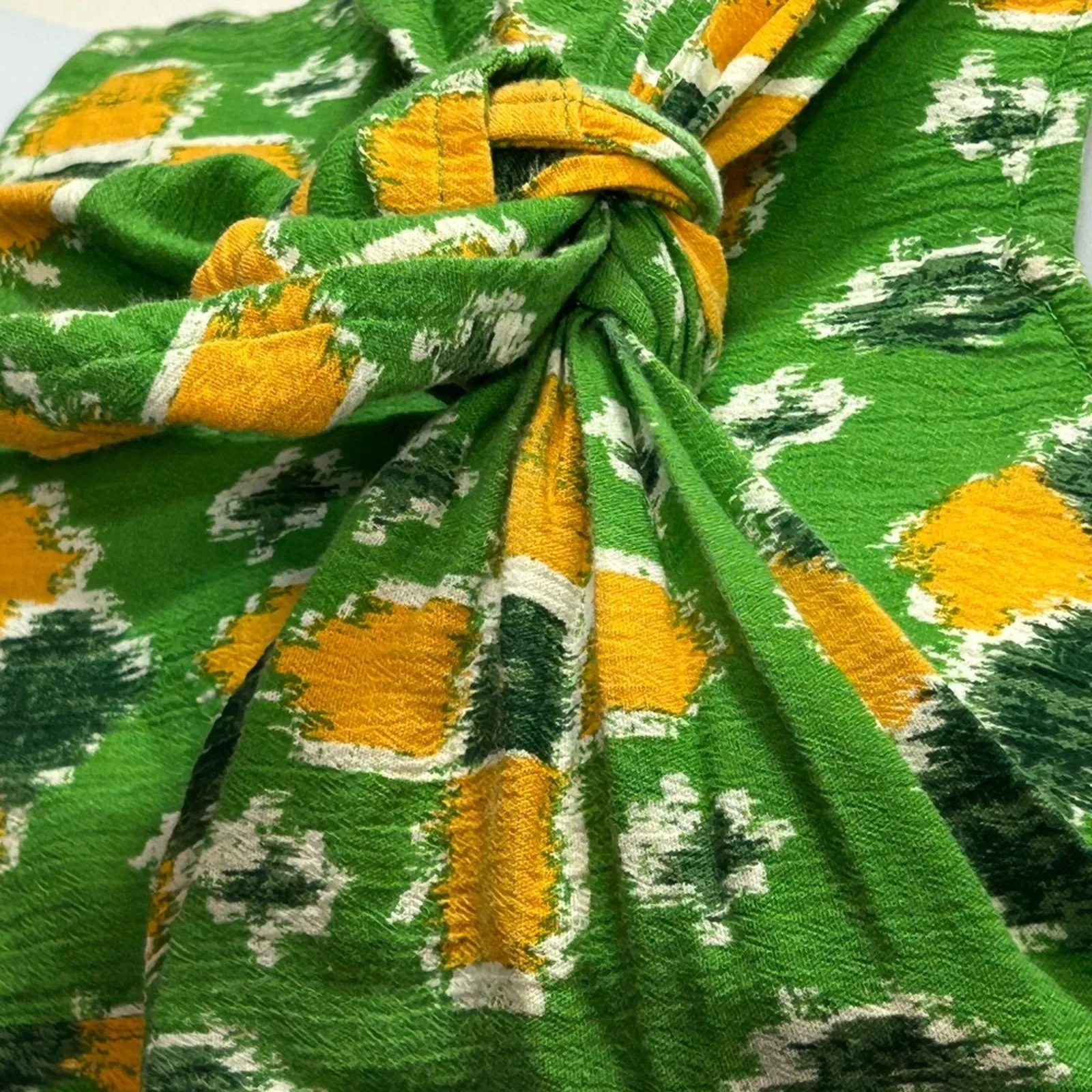 Aerie Beach Floral Tie Front Crop Top Green Yellow White Size L Summer Festival - Image 11