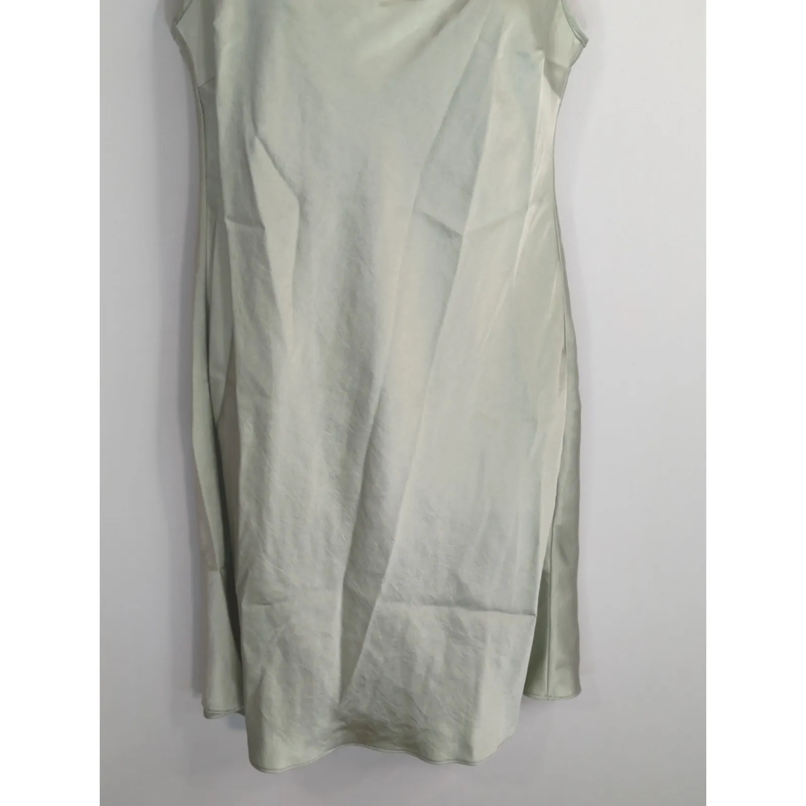 Aritzia Wilfred Sage Green TRYST Square Neck Mini Satin Slip Dress Women's Small - Image 4