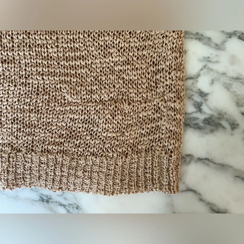 NWT J Crew Top Women’s M Tan Textured Sweater Tee Loose Knit Boho - pull flaws - Image 10