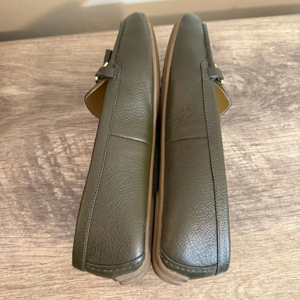 Talbots Dark Green Leather Driving Loafers Mocs Women’s Size 9 Tassels Gold - Image 10