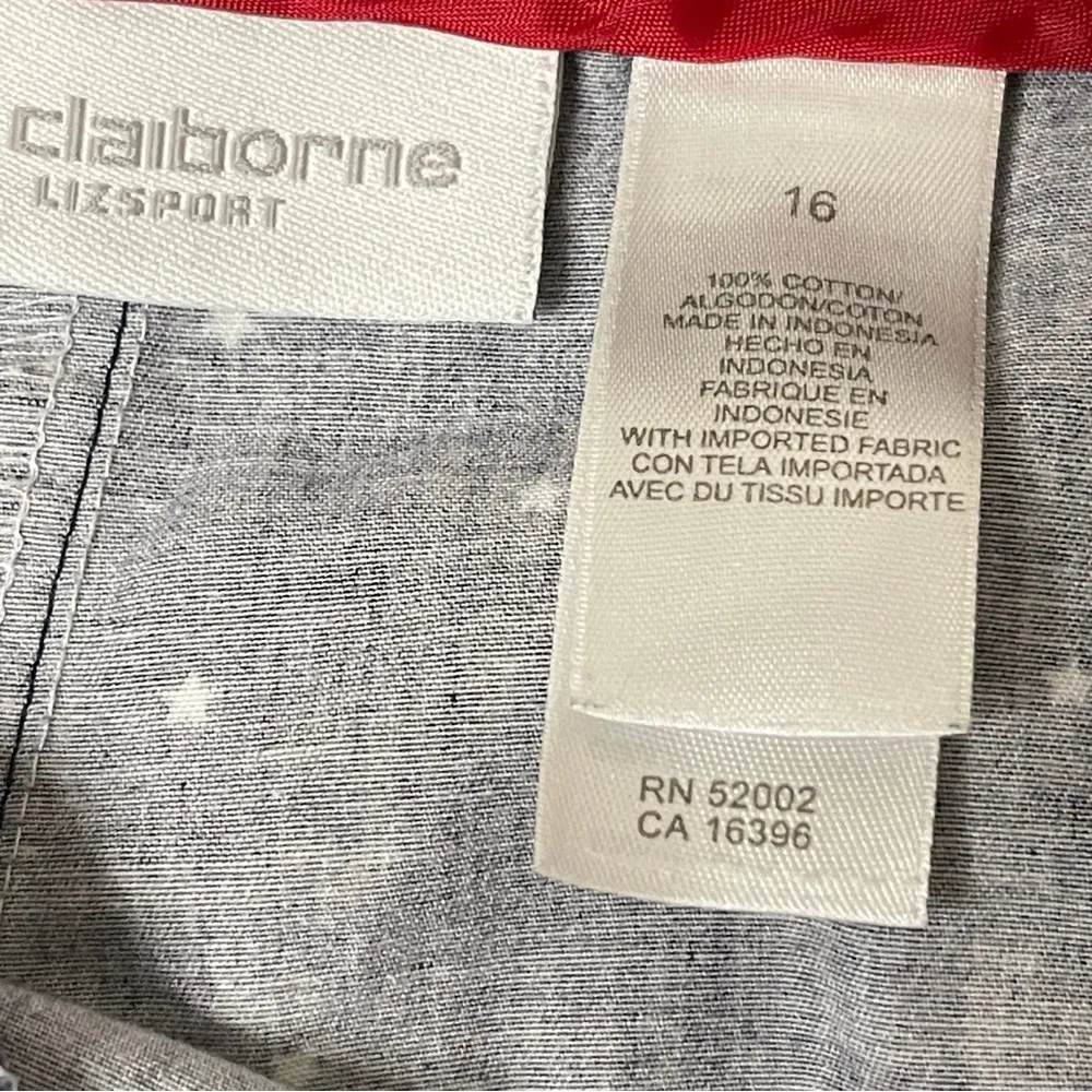 LIZ CLAIBORNE Mini White Star Print Navy Blue Chino Shorts, Size 16 - Image 6