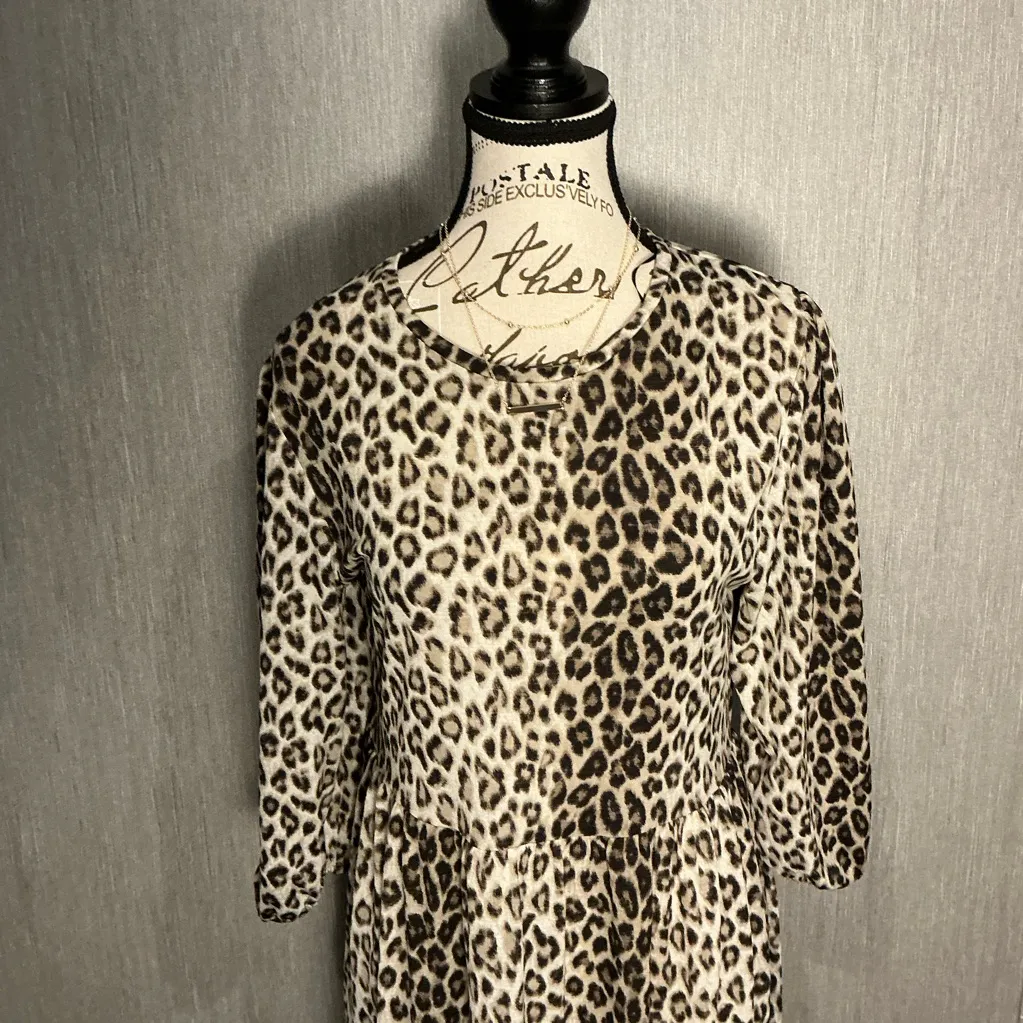 Zara Animal Print Long Sleeve Dress Size XS - Image 2