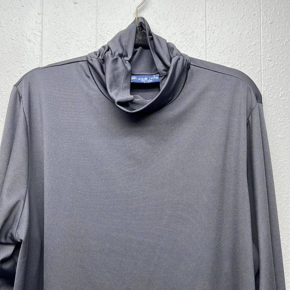 Susan Graver Womens Top 2X Turtleneck Stretch Career Office Business Casual Gray - Image 3