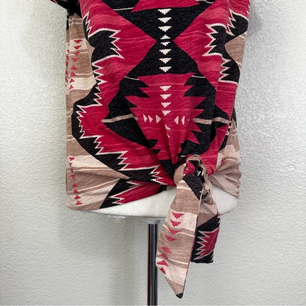 Lauren Ralph Lauren Southwestern Self-Tie Short Sleeves Top, Sz SP - Image 3