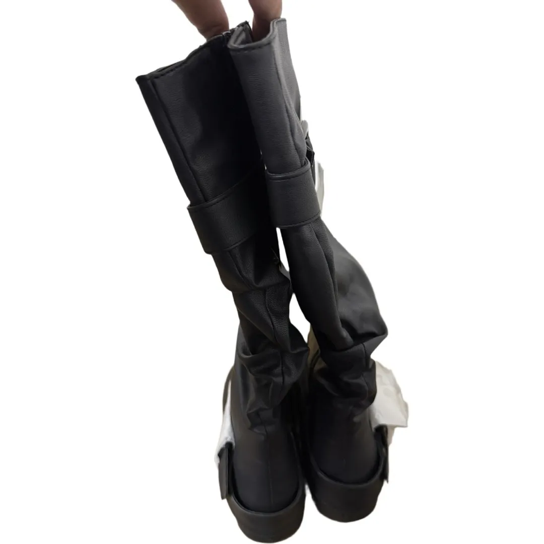 JOURNEE Paris Knee High Flat Boots Black Faux Leather Fall Winter NWT Size 9 - Image 3