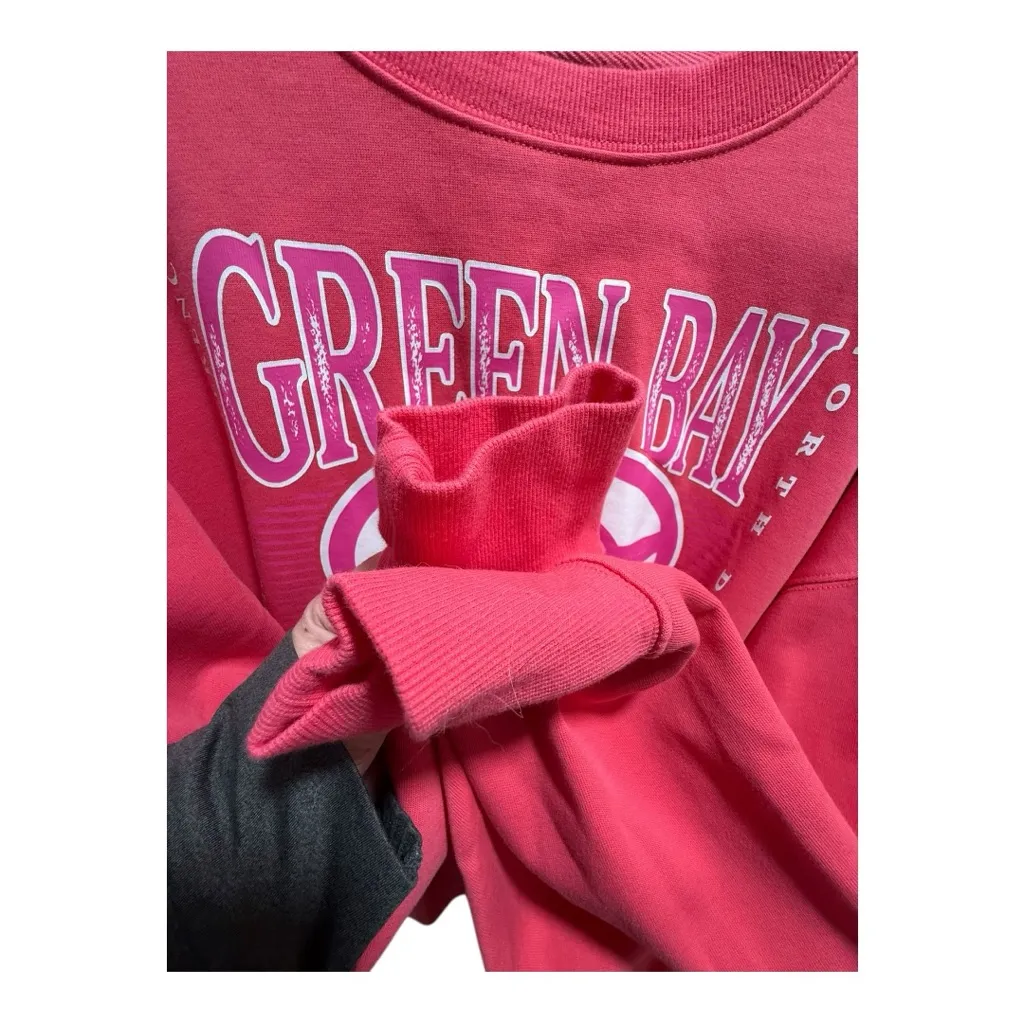 New Era Women’s Green Bay Packers Pink Tech Crew Pullover Sweatshirt XL - Image 7