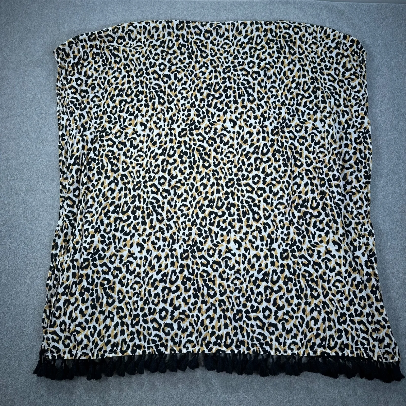 J.Crew Leopard Print Fringe Swim Coverup Women's X-Large V-Neck Vacation AW731 - Image 7