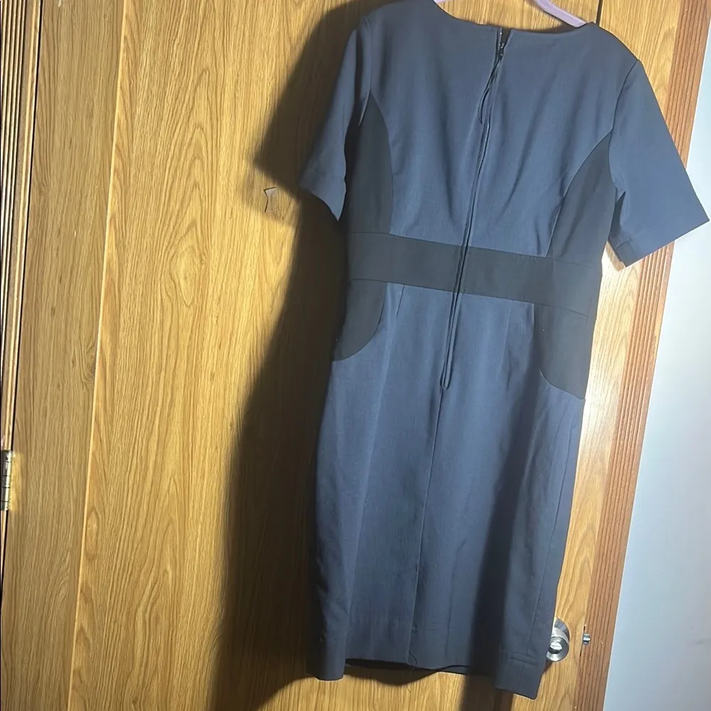 Blue Midi Sheath Dress with Crew Neck for Work Size 10 - Image 2