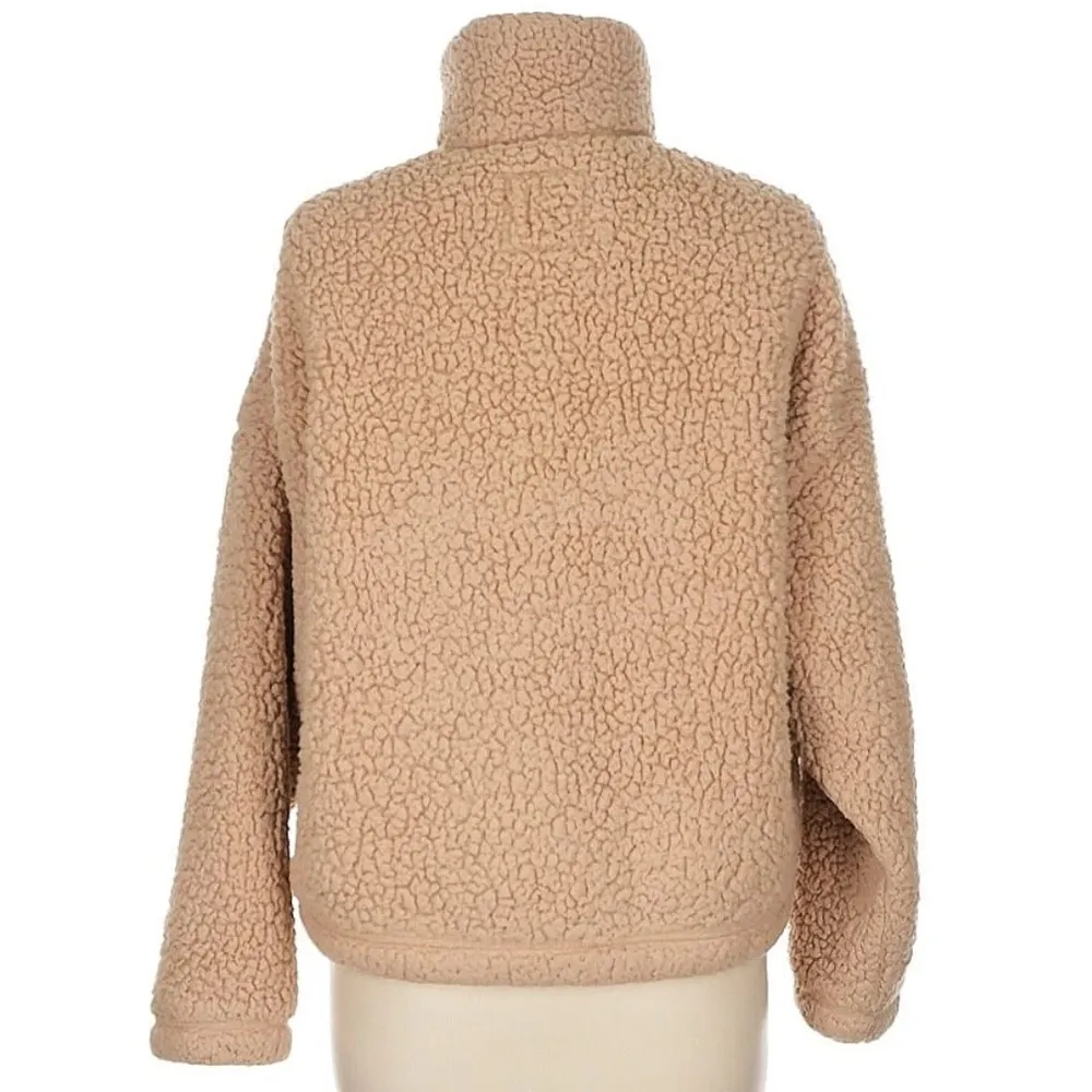 Hollister Fleece Teddy Semi-Cropped Half Zip Pullover Small - Image 2