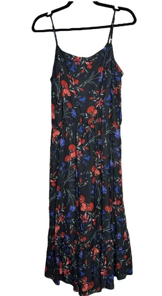 NWD Parker NY Black Floral High Low Ruffle Midi Dress Women’s Size Small - Image 4
