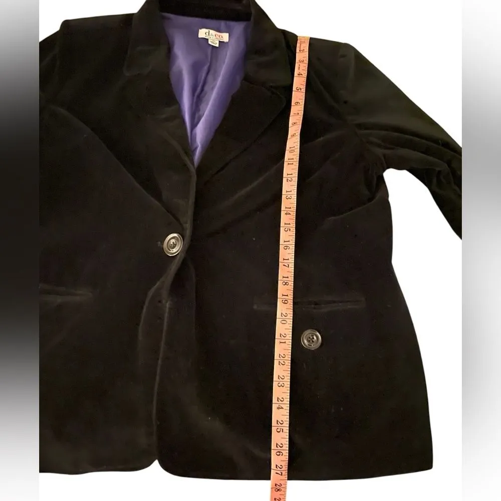Womens Black velvet blazer with button closure & pockets, XL, 2010s, Denim & Co - Image 9