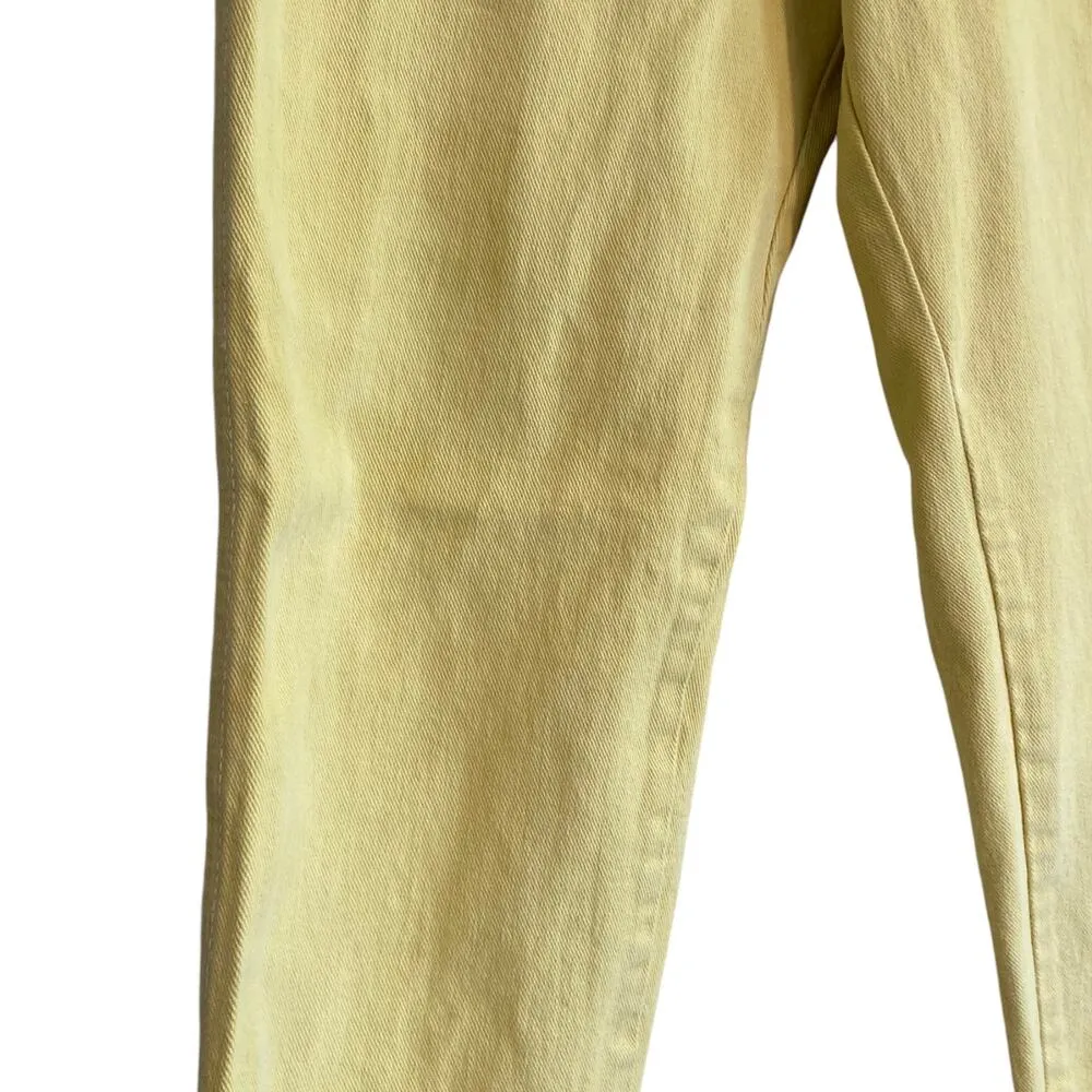 Vinteage 90s Wrangler High Waist Yellow Cotton Denim Straight Leg Jeans 25x28 - Image 10