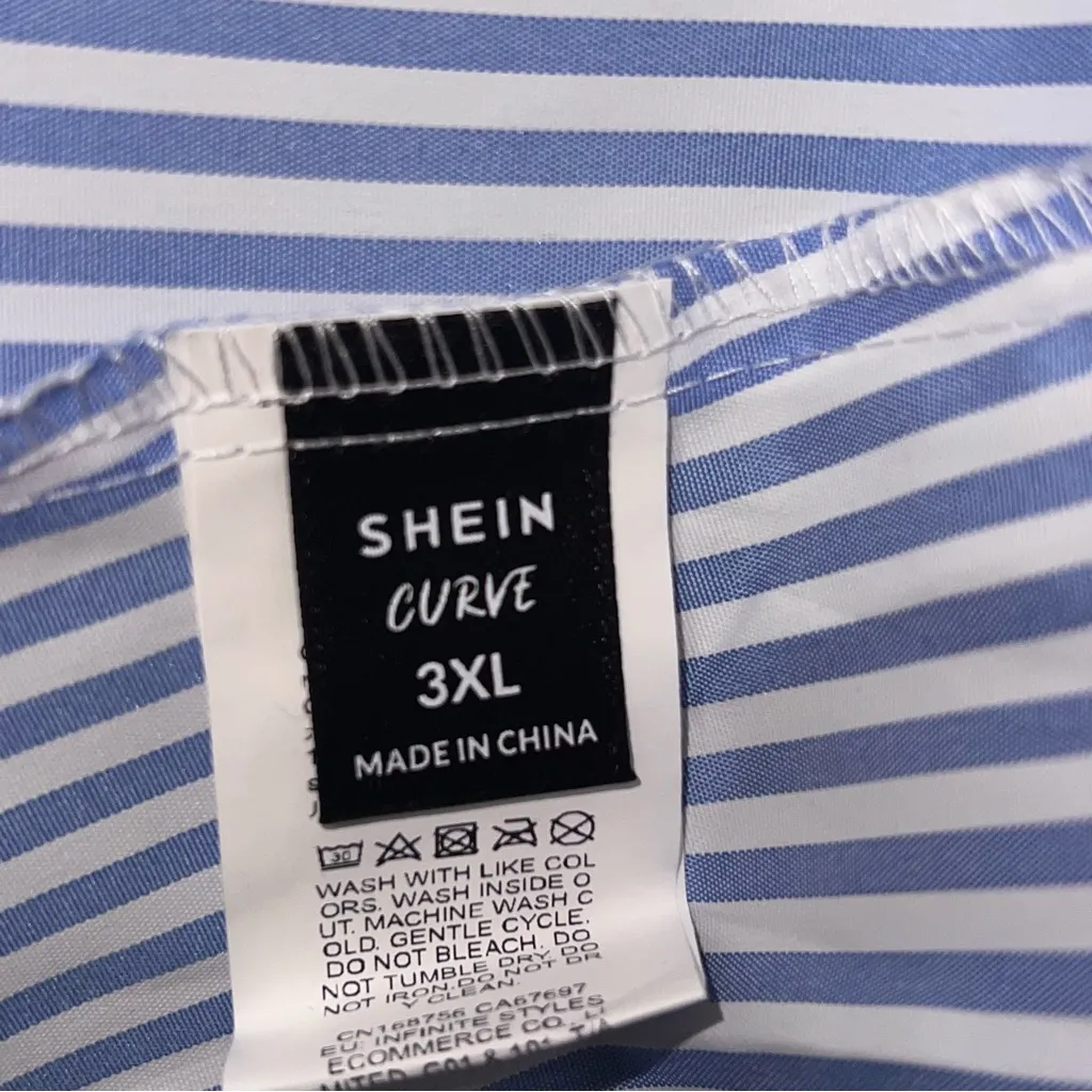 SHEIN Blue and White Striped Shirt - Image 8