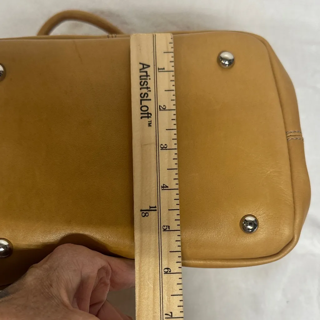 Tignanello Mustard Leather Satchel with Buckle Details - Image 10