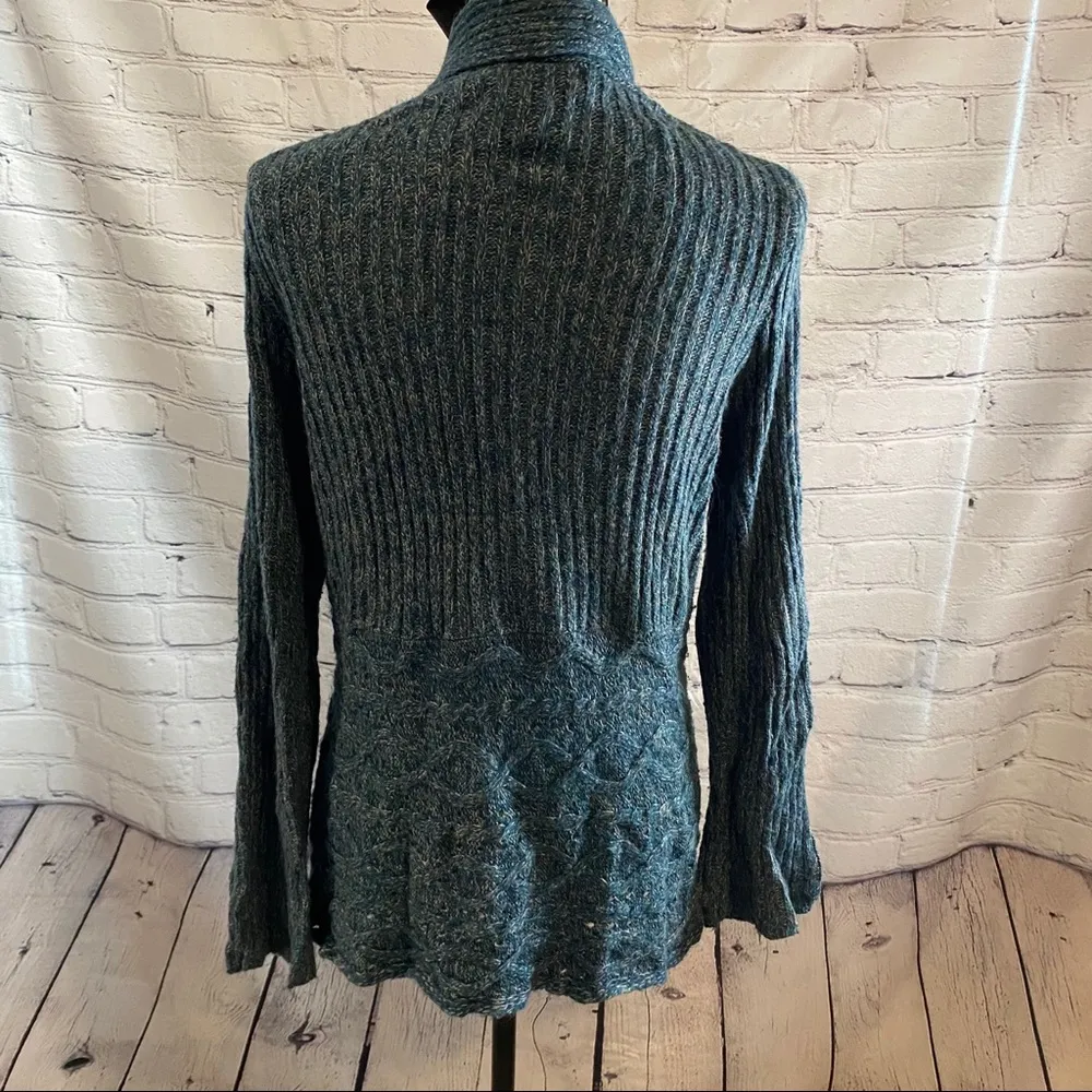 89th & Madison || Teal/white textured long sleeve cardigan sweater Blue Size M - Image 4
