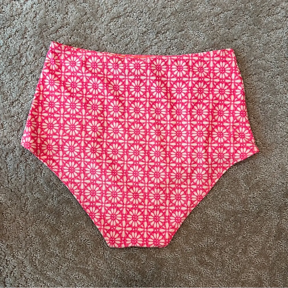 High Waist Hipster Swim Bikini Bottom Coral Pink Medium - Image 5