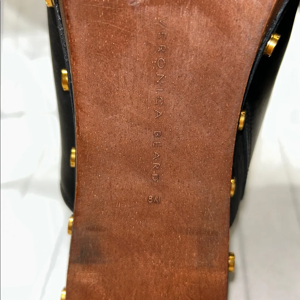 Veronica Beard Giles Block Heel Mule Clogs, Black,Size 8M Bohemian leather Heel - Image 11