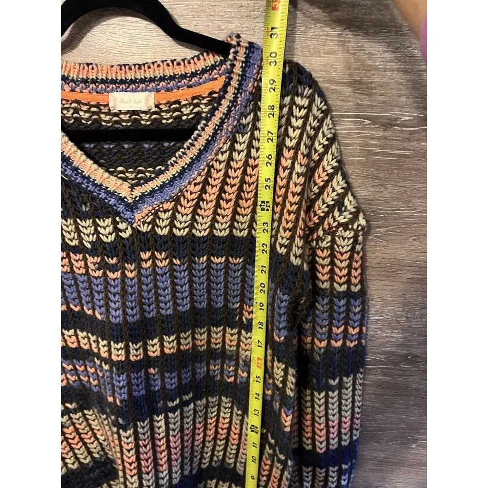 Altar’s State Sweater Chunky Knit V Neck Sz Small Crochet Colorful Artsy Purple - Image 6