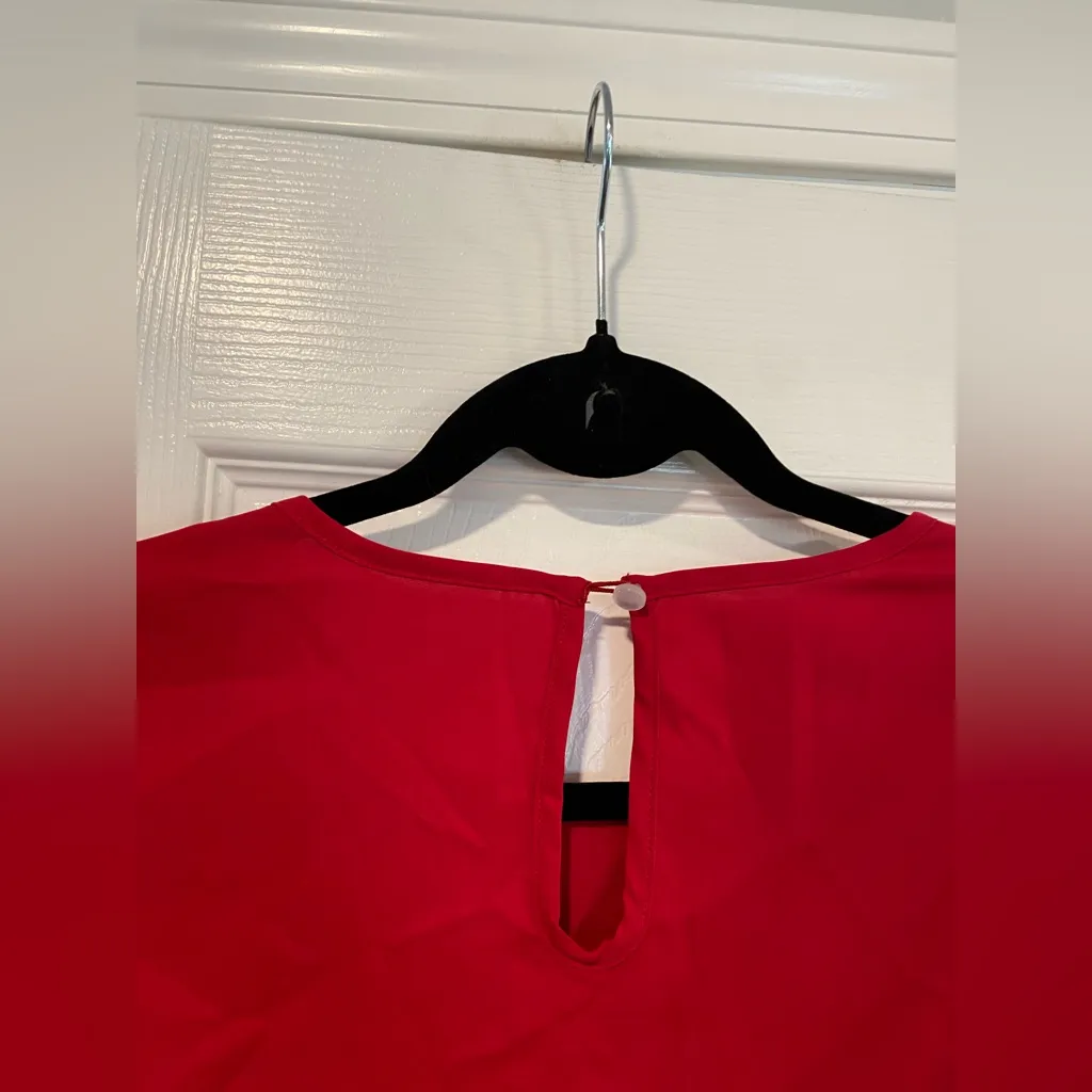 Cupshe NWT  Size L Red Ruffle Button Back Cap Sleeve Blouse - Image 8