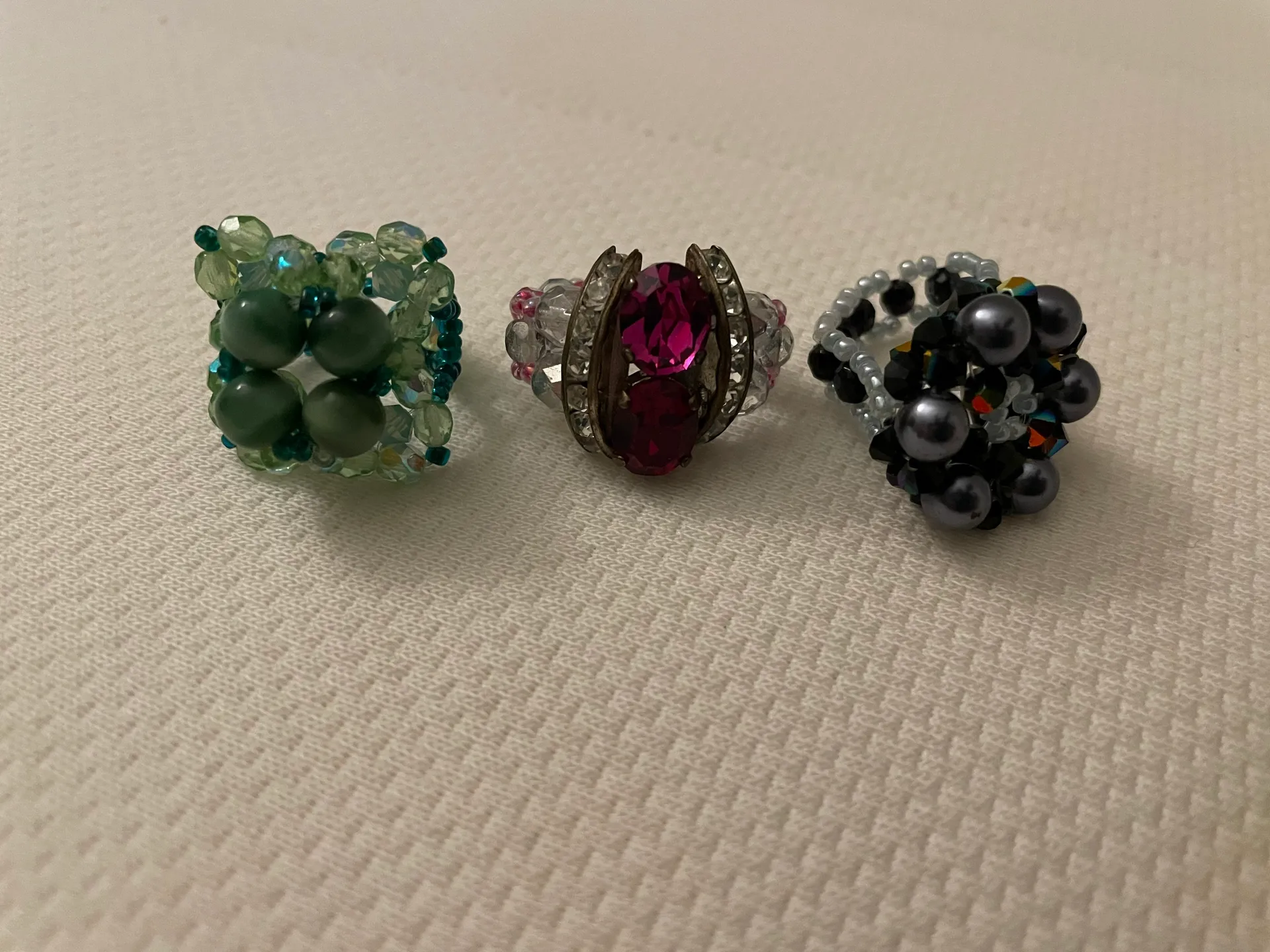 Handmade Colorful  Crystal Oval Pink Ring, size 6 - Image 5