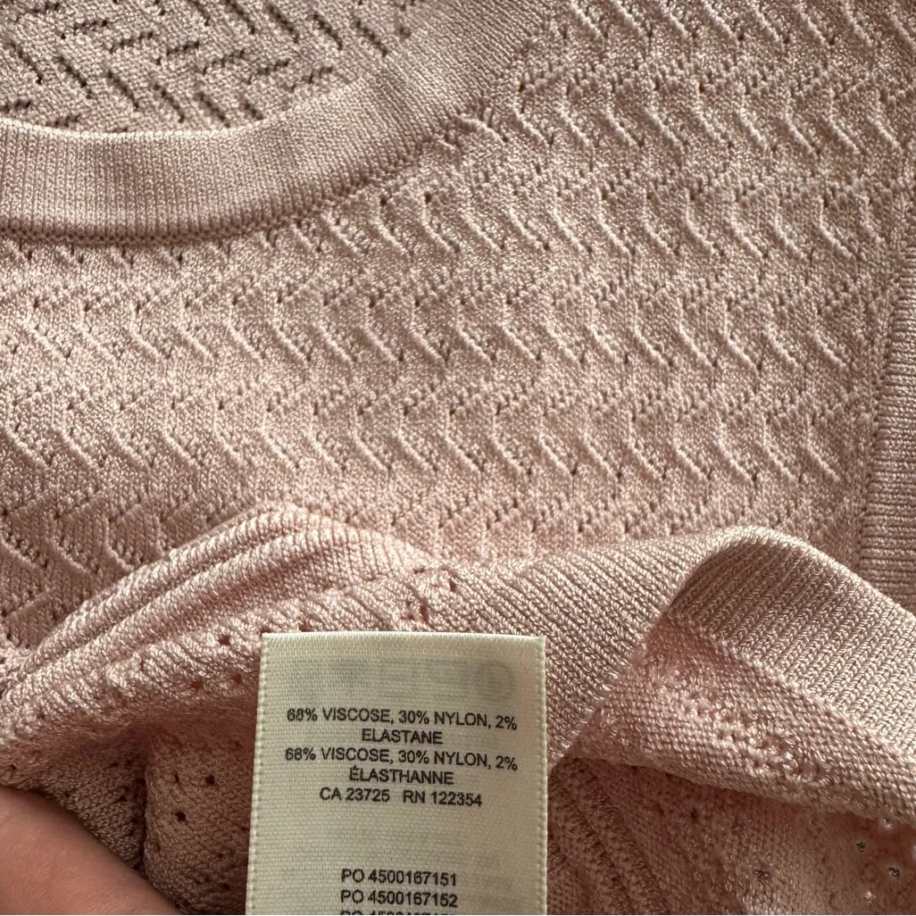 Babaton Pointelle Cropped Sweater Tank knit pink pale small stretch Aritzia - Image 3