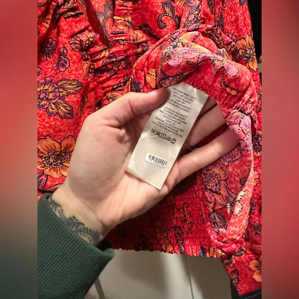 FREE PEOPLE I Got You Printed Top In Ruby Combo $98 MSRP - Image 10