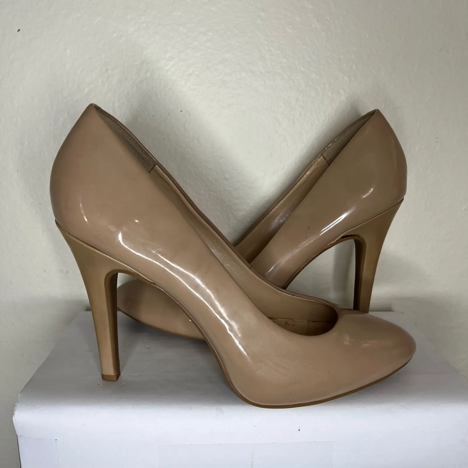 Jessica Simpson 8M Malia Nude Patent Oval Toe Pump Heels Stiletto Shoes - Image 8