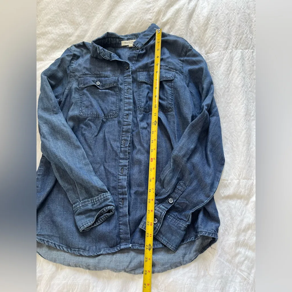 Workshop Republic Clothing Blue Chambray Shirt - Image 2