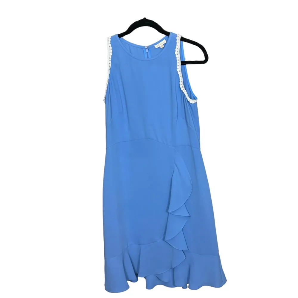 Shoshanna Groove Ruffled Mini Dress Blue EUC - Image 9