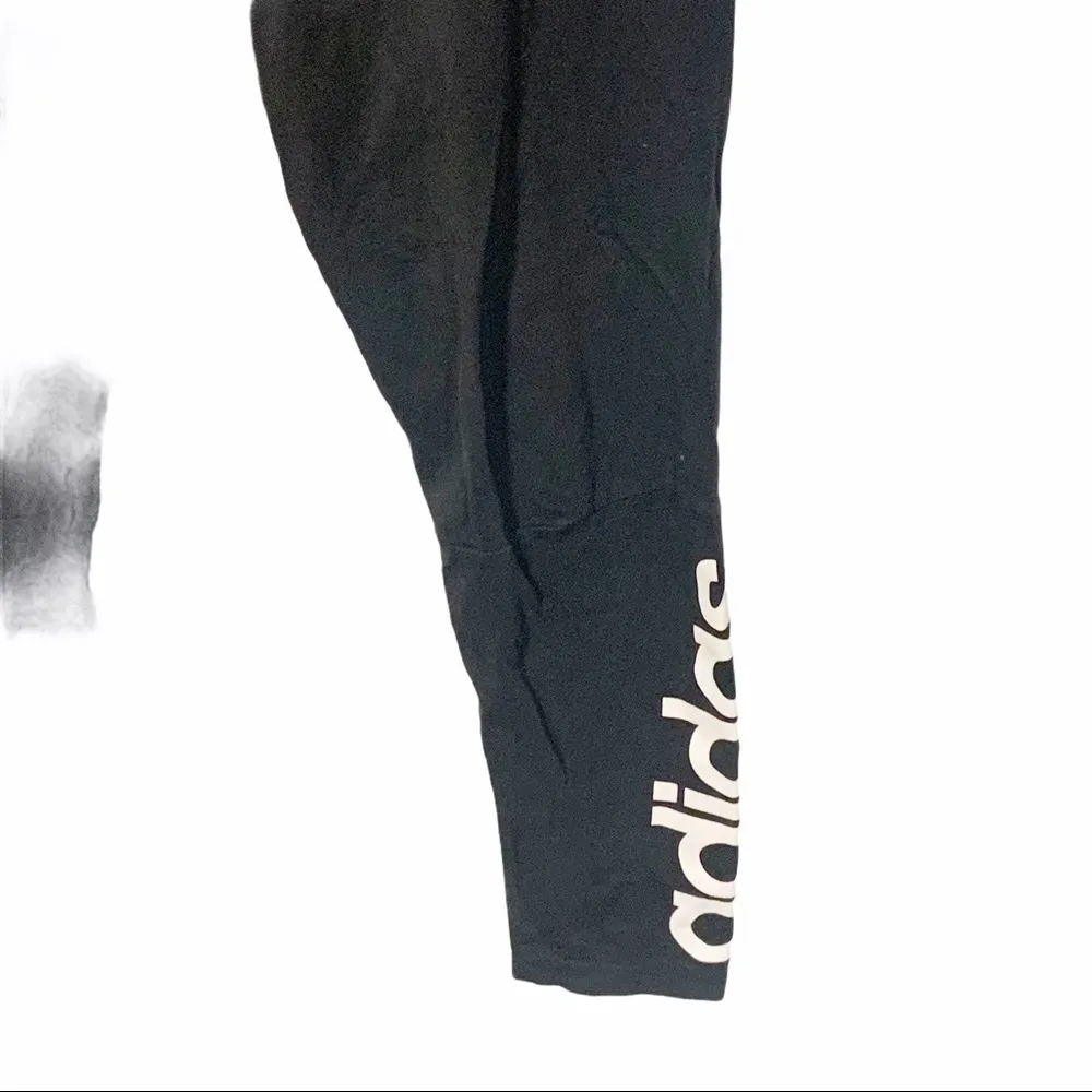 Adidas Womens Small Black Spellout Athletic Workout Leggings - Image 3