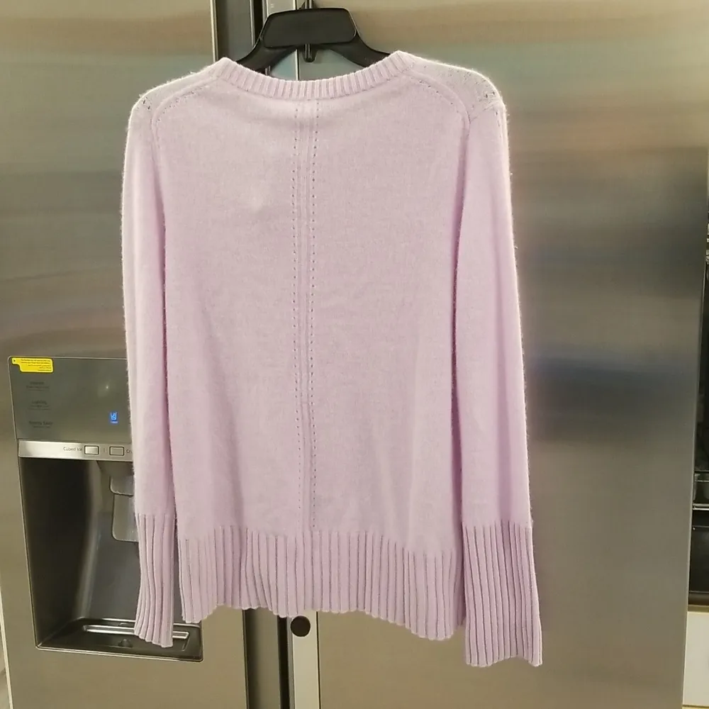 💕WHITE + WARREN💕 Cashmere Pointelle Detail Crew Neck Pullover ~ Large L NWT - Image 8