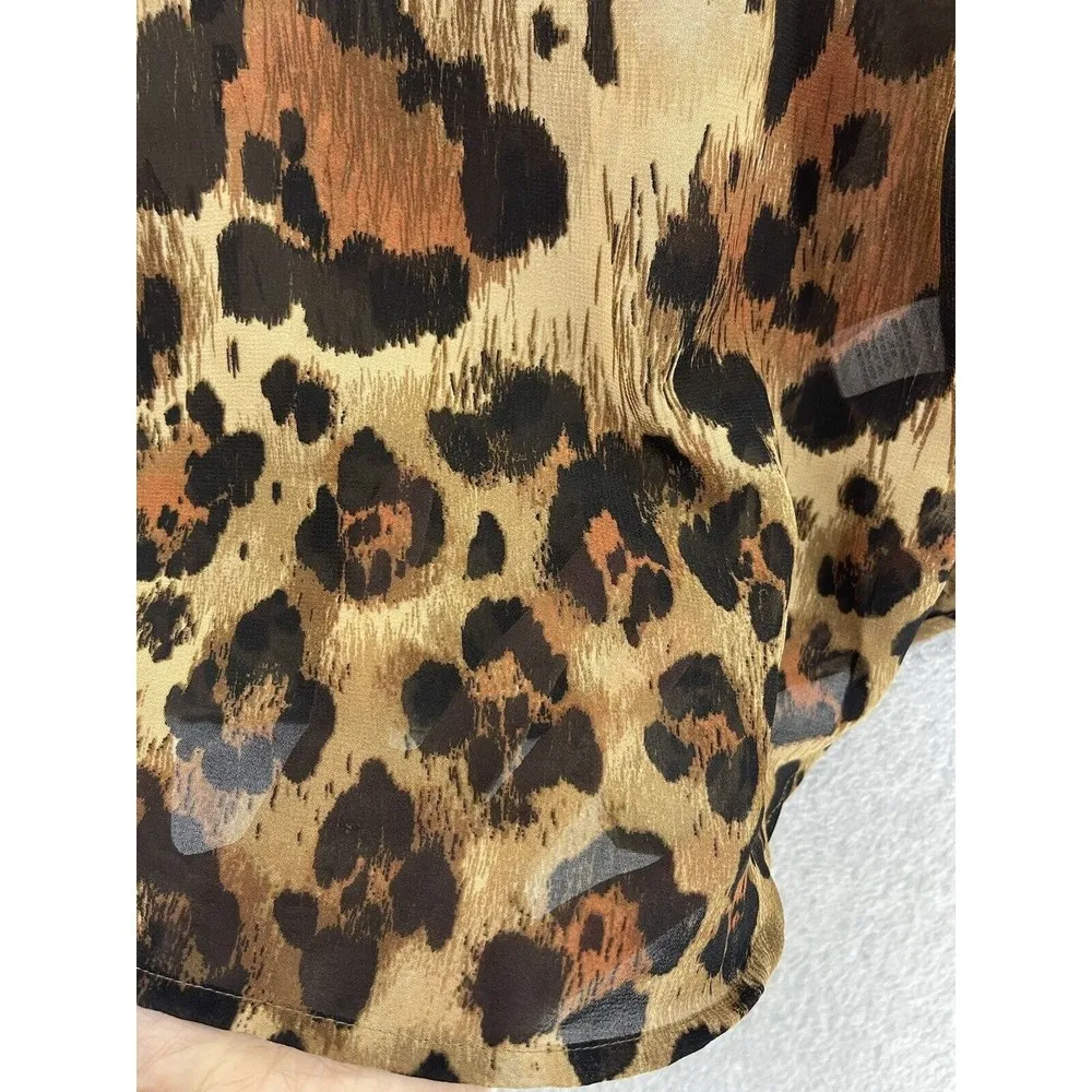 Beach Lunch Lounge Women's Blouse Animal Print Sheer V Neck Size XS 3/4 Sleeve - Image 3