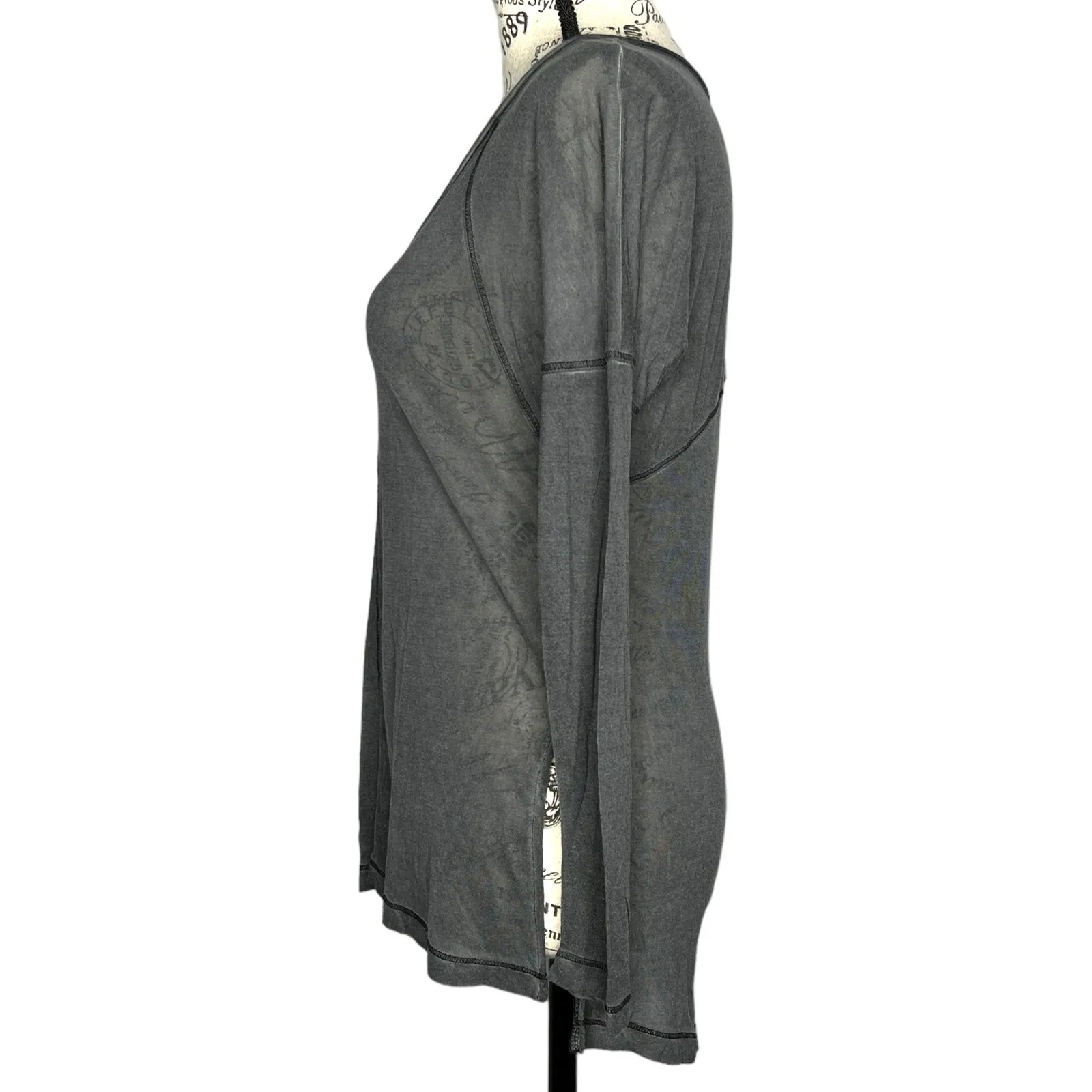 Threads 4 Thought T4T (XS) Long Sleeve High Low Hem Front Seam Modal Top Tee - Image 2