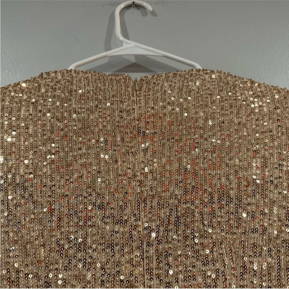 Mac Duggal 26865 Rose Gold Sequin Long Sleeve Mini Dress 4 - Image 5