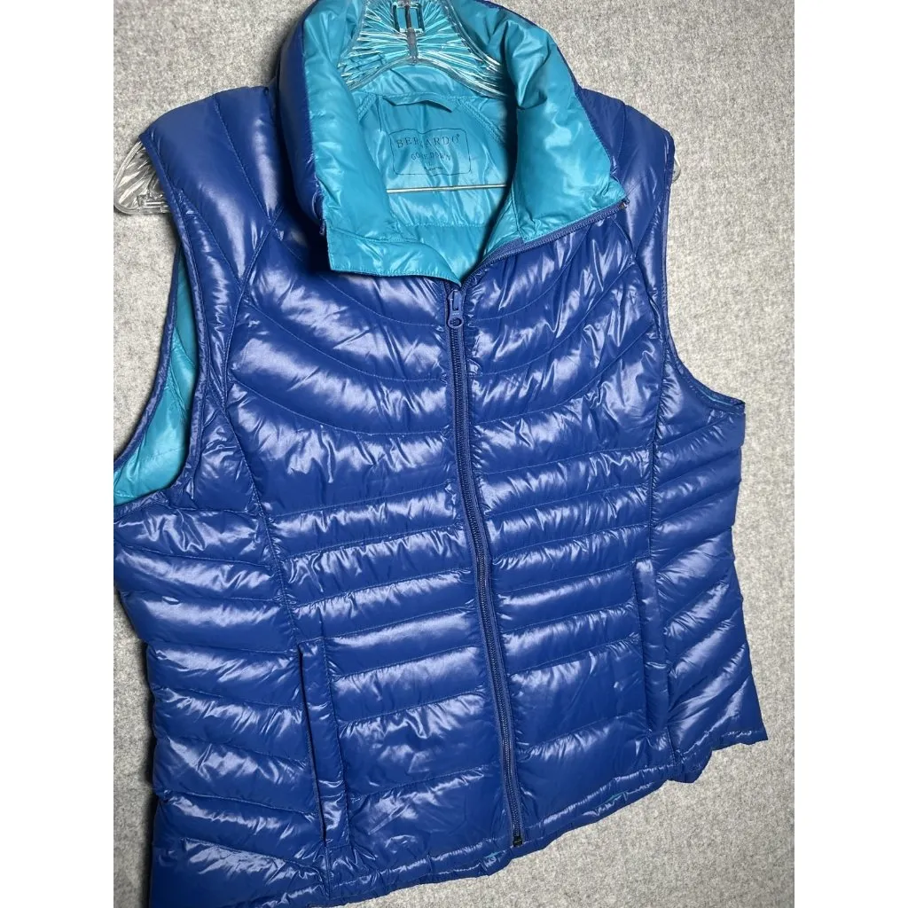 Bernardo Large Womens Vest Goose Down Puffer Blue Sleeveless Zip Packable - Image 5