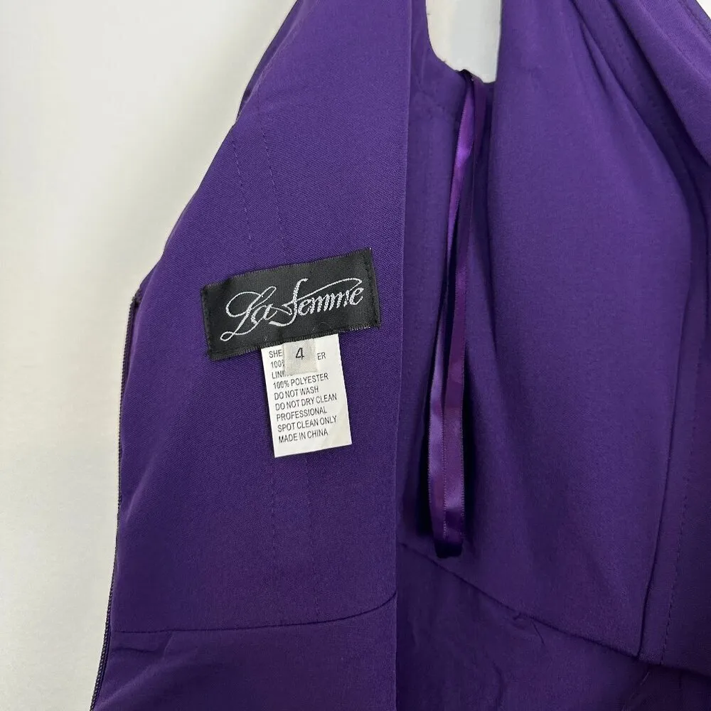 LA FEMME Satin Ballgown in Royal Purple Size US 4 - Image 5