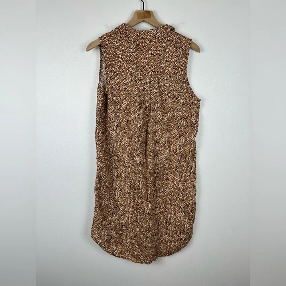 Tahari Sleeveless Button Up 100% Linen Shirt Animal Hi Low Dress Women’s Sz L - Image 2