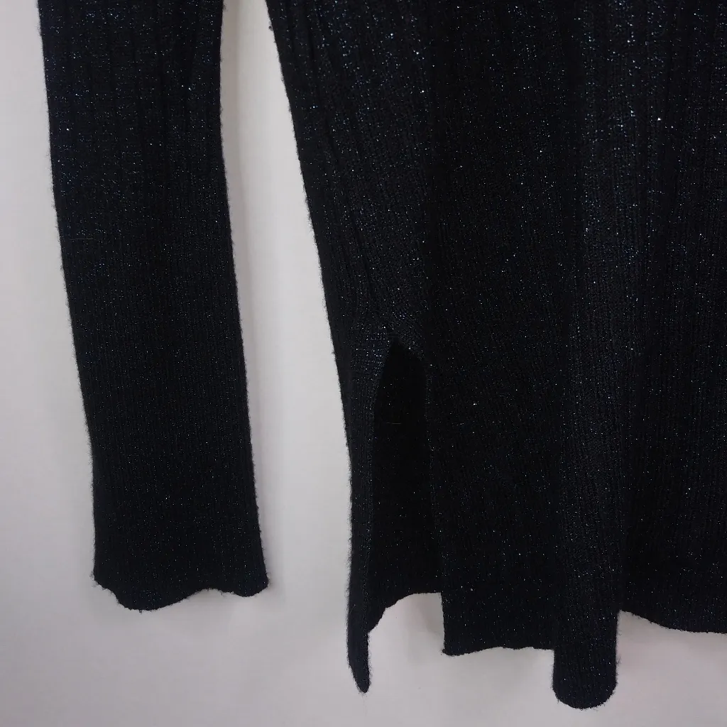 Apt.9 M Ribbed Pullover V-Neck Sweater Blue Sparkles on Black - Image 5