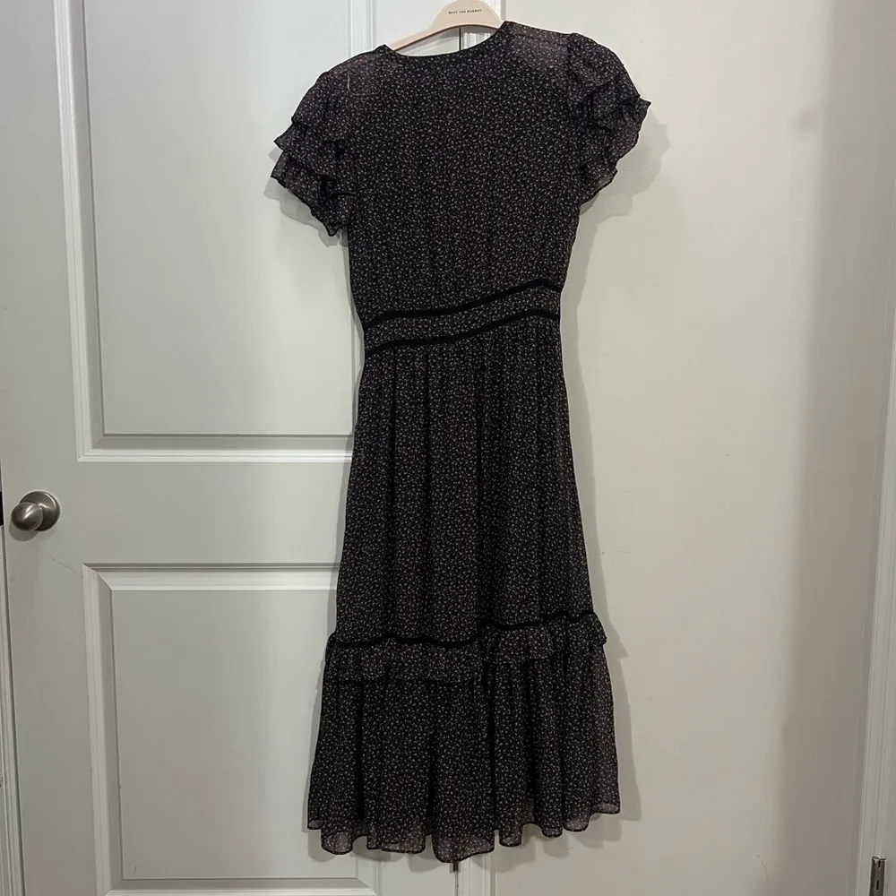 Rebecca Minkoff Black Patricia Ruffle Midi Dress Size Small $248 - Image 6