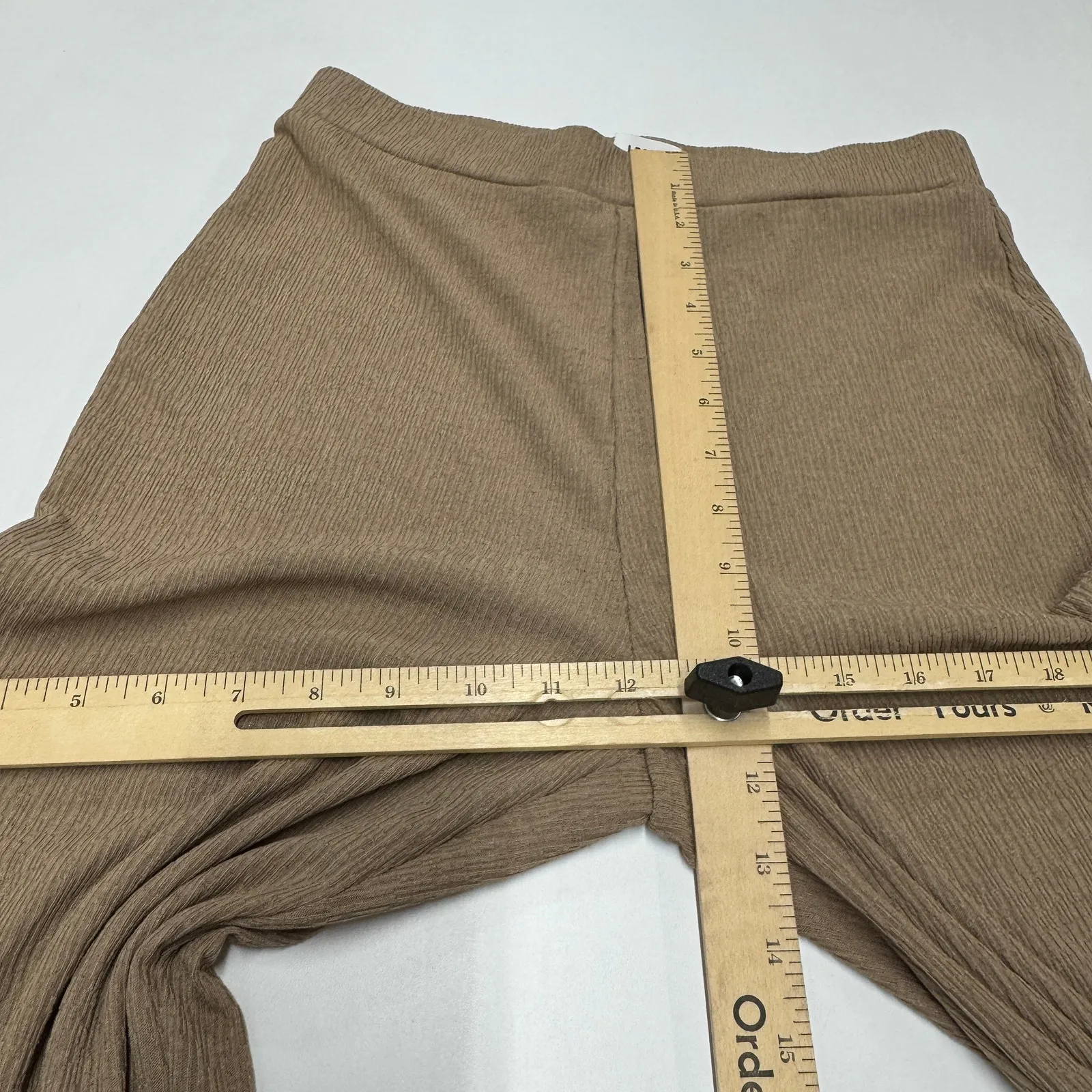 LPA Pants Womens Medium Tan Beige Belva Bell Bottom Flare Leg Button - Image 9