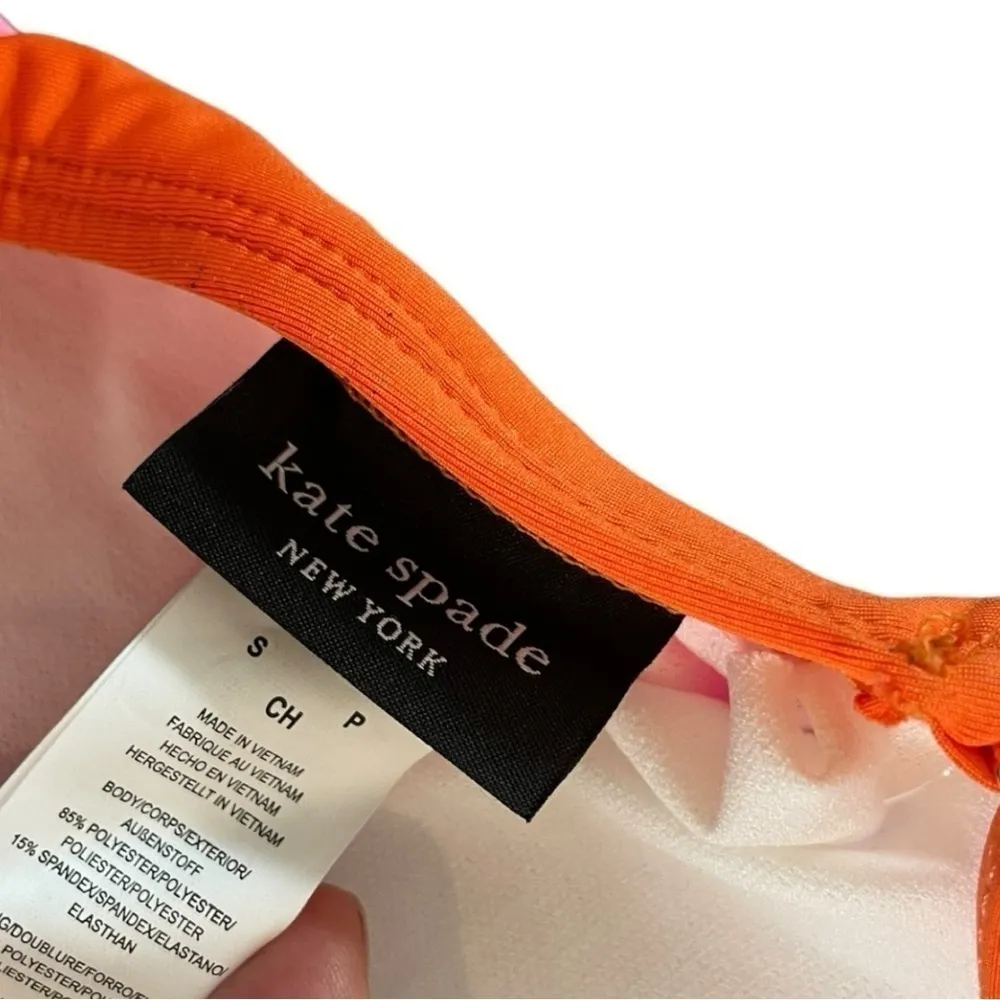 Kate‎ Spade Plunging V-Neck One Piece Swimsuit Pink Orange Small - Image 7