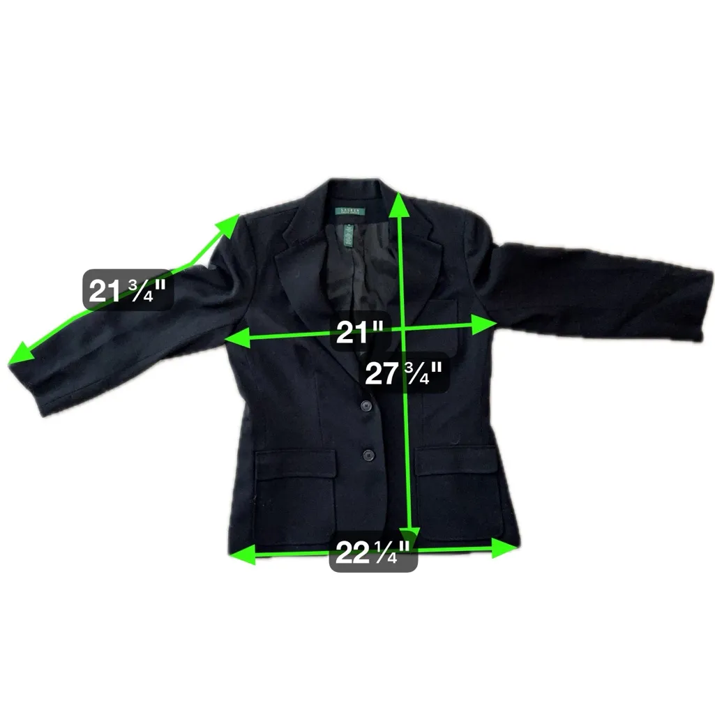 Ralph Lauren  Black Two Button Blazer Jacket | 14 - Image 5