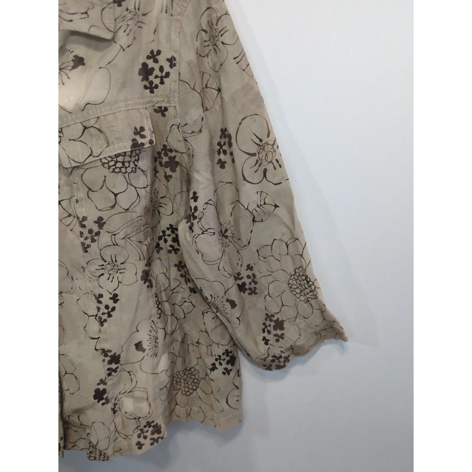 Additions By Chico's Linen Blend Floral Top Womens XL Bohemian Artsy Lagenlook - Image 3