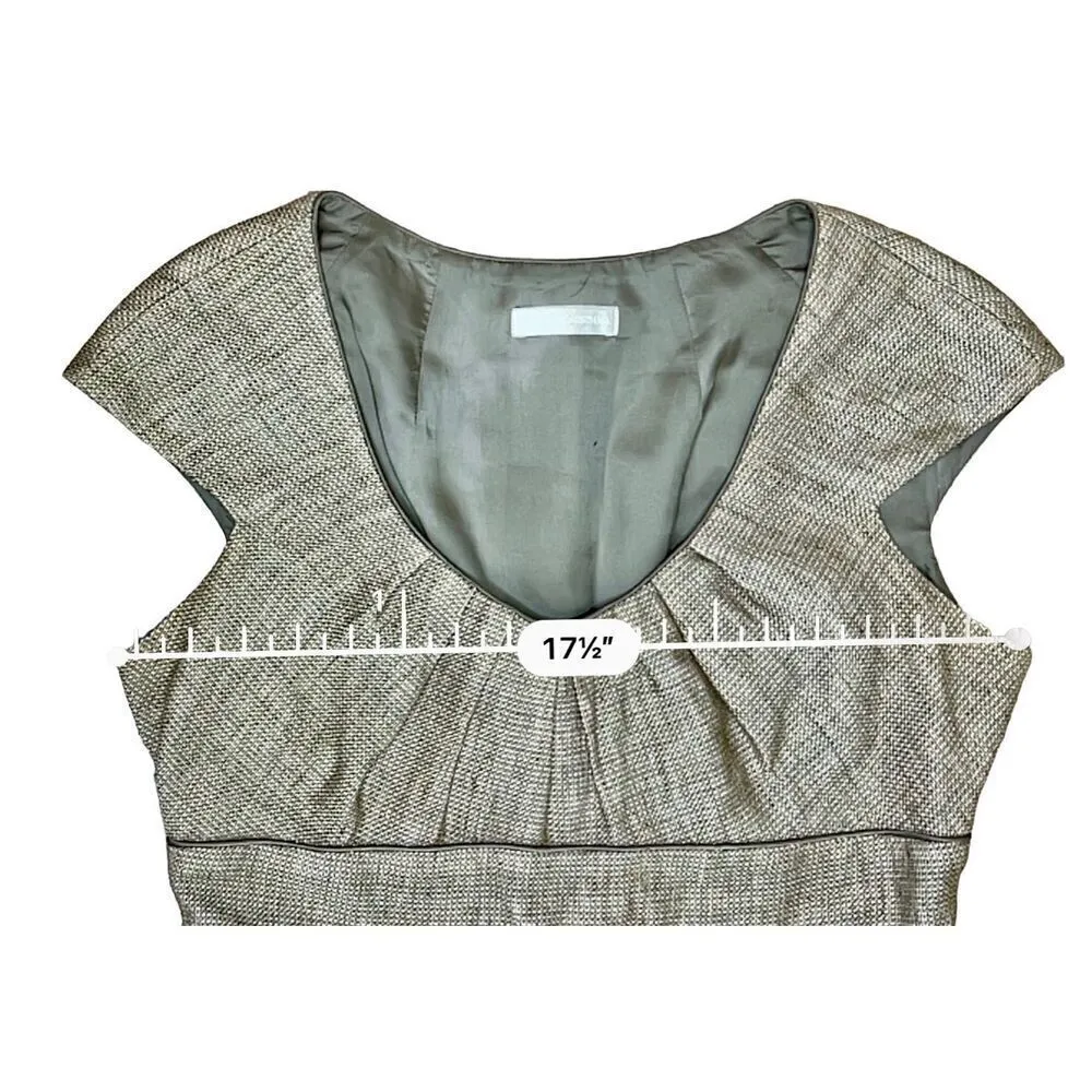 Badgley‎ Mischka Tan Sparkle Metallic Tweed Cap Sleeve Midi Dress sz XS(0-2) - Image 6