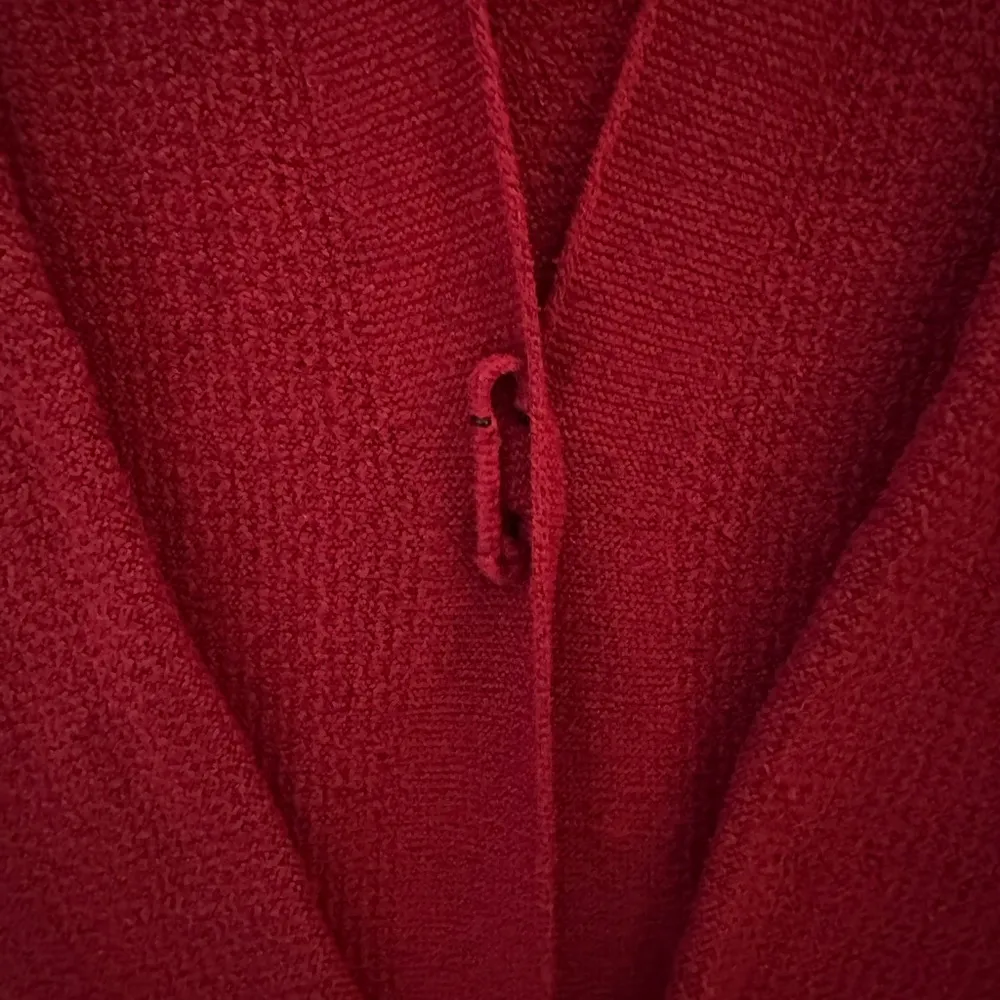 J. Jill Women’s Cardigan Sweater Open Pinned Long Red Size S Relaxed - Image 4