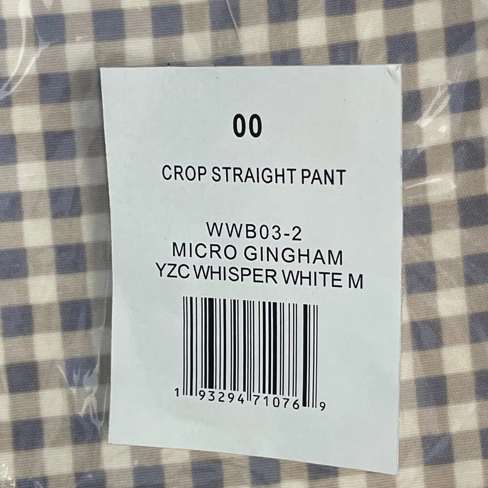 WeWoreWhat Micro Gingham Crop Straight Pant, Whisper White, Size 0 - NWT - Image 4