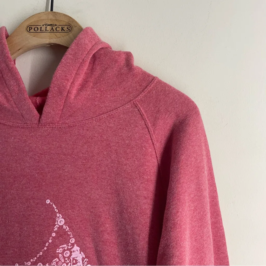 Nantucket Map Graphic Hoodie Sweatshirt Pink Fleece Lined size XL - Image 4
