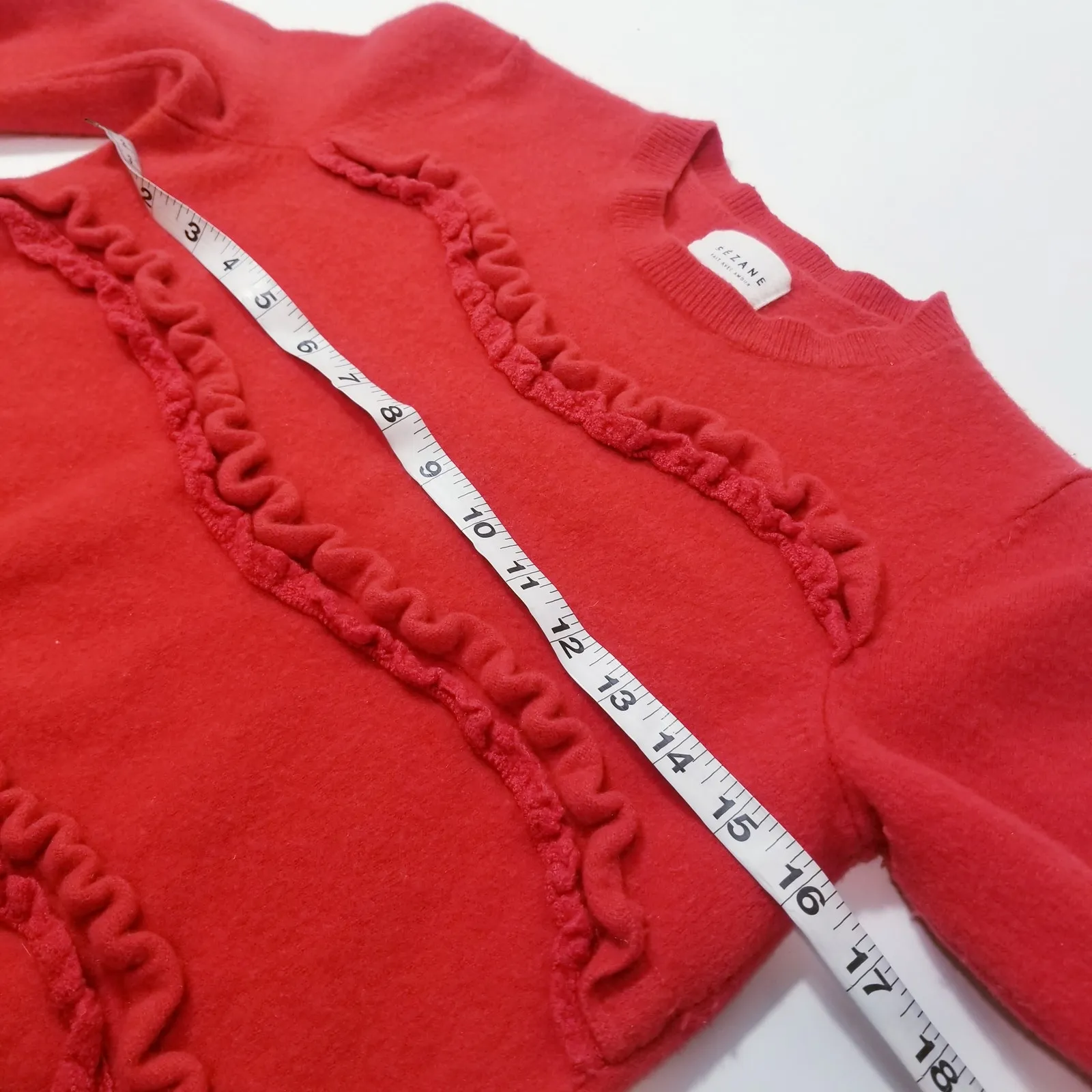 Sezane Andreas Wool Cashmere Ruffle Sweater Crewneck Women size Small - Image 7