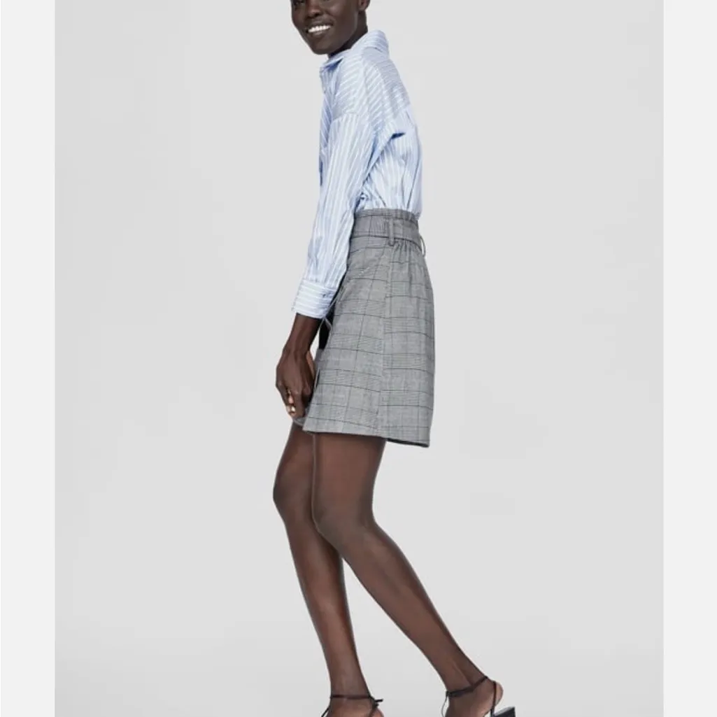 Zara Black and Gray Plaid Mini Skirt - Image 3